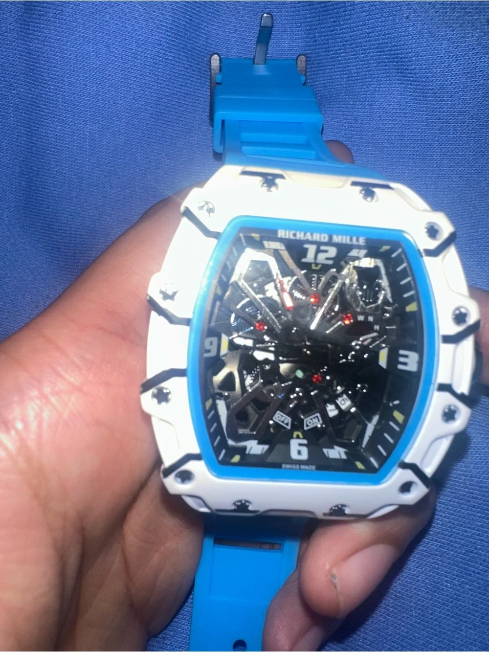 Blue and White Sport Watch